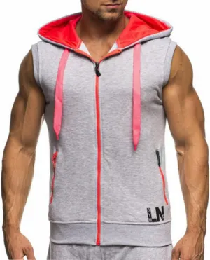LemonGirl Men's Bodybuilding Sleeveless Hoodie Gym Tank Top