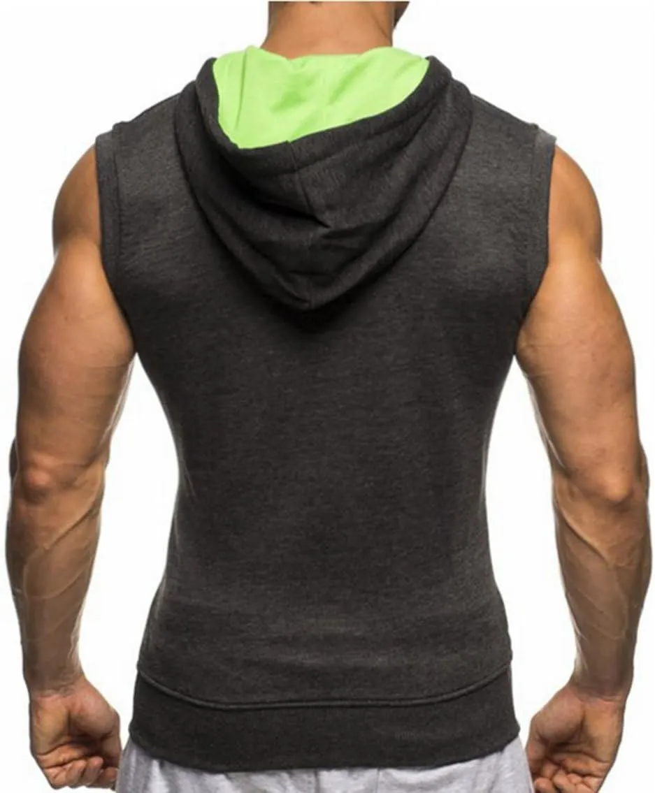 LemonGirl Men's Bodybuilding Sleeveless Hoodie Gym Tank Top