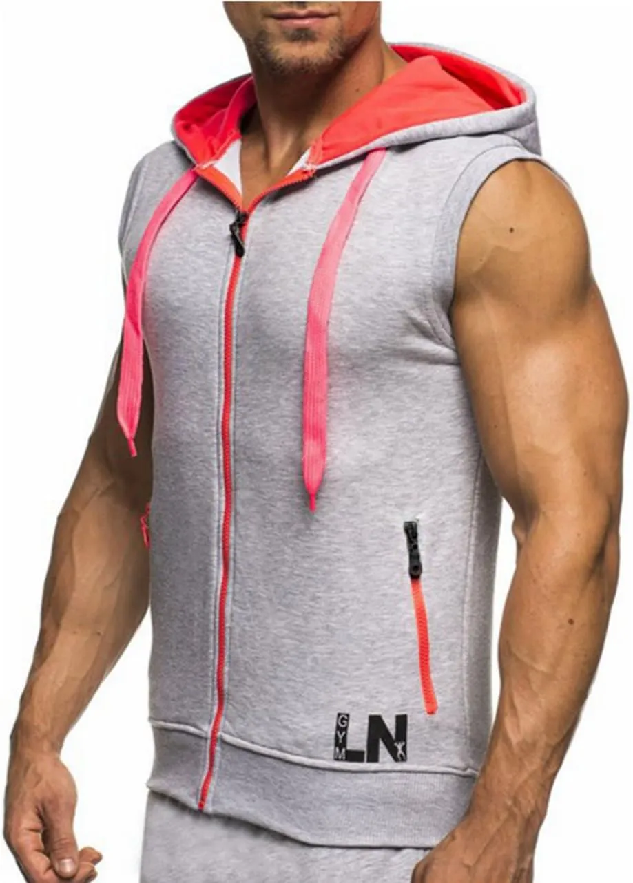 LemonGirl Men's Bodybuilding Sleeveless Hoodie Gym Tank Top