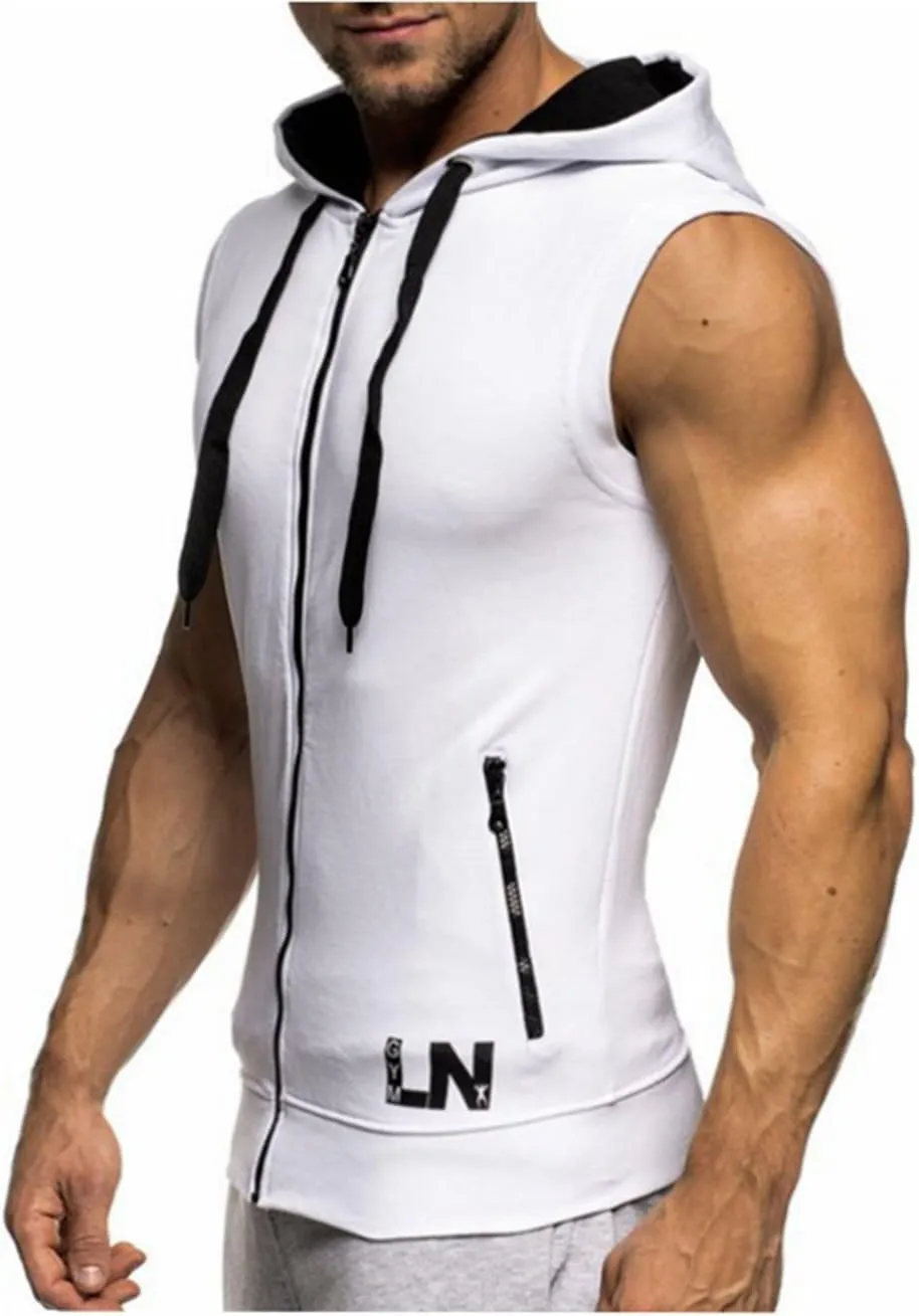 LemonGirl Men's Bodybuilding Sleeveless Hoodie Gym Tank Top