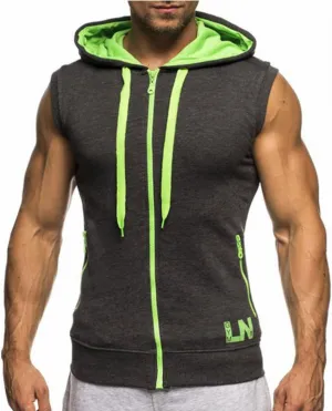 LemonGirl Men's Bodybuilding Sleeveless Hoodie Gym Tank Top