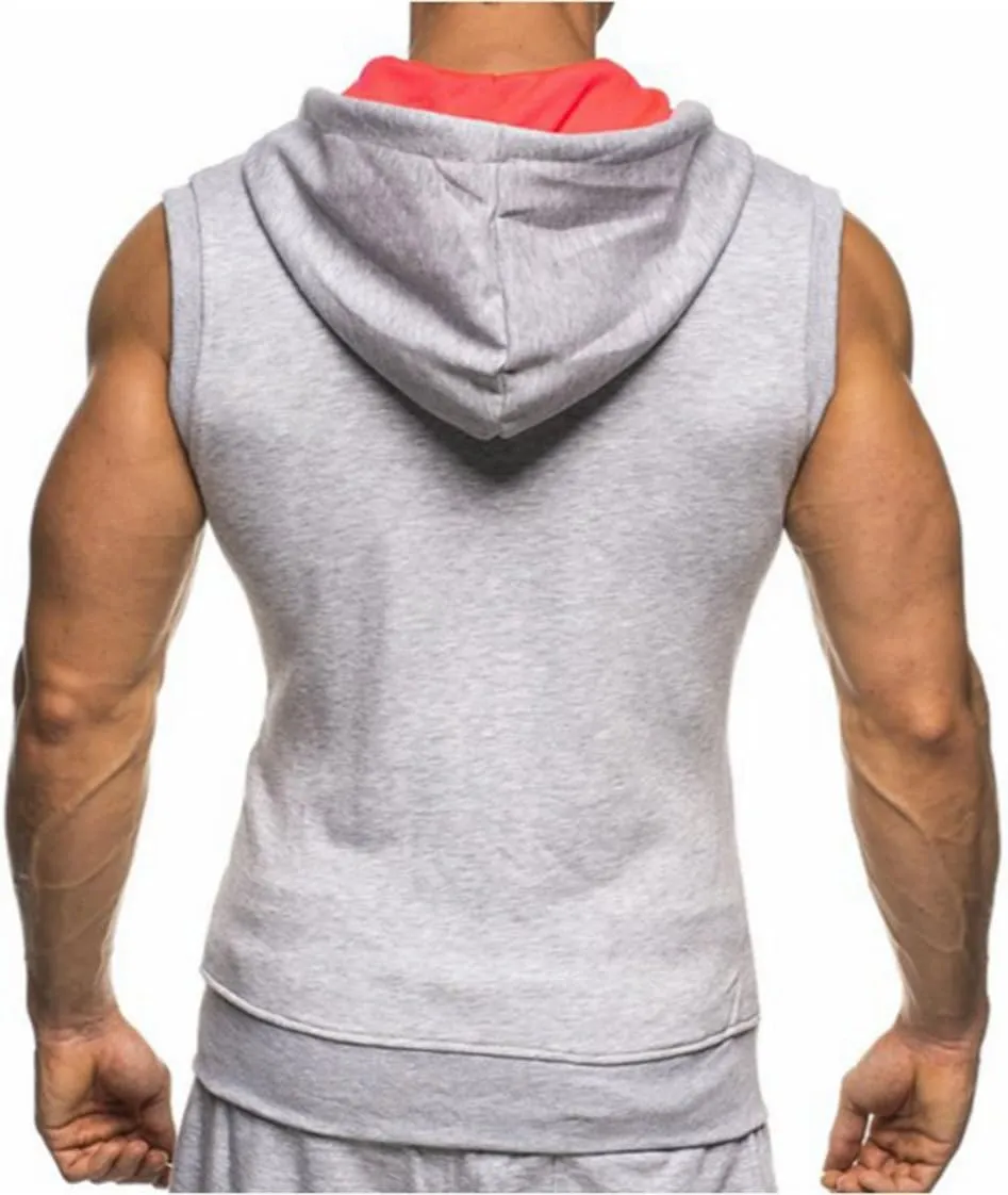 LemonGirl Men's Bodybuilding Sleeveless Hoodie Gym Tank Top