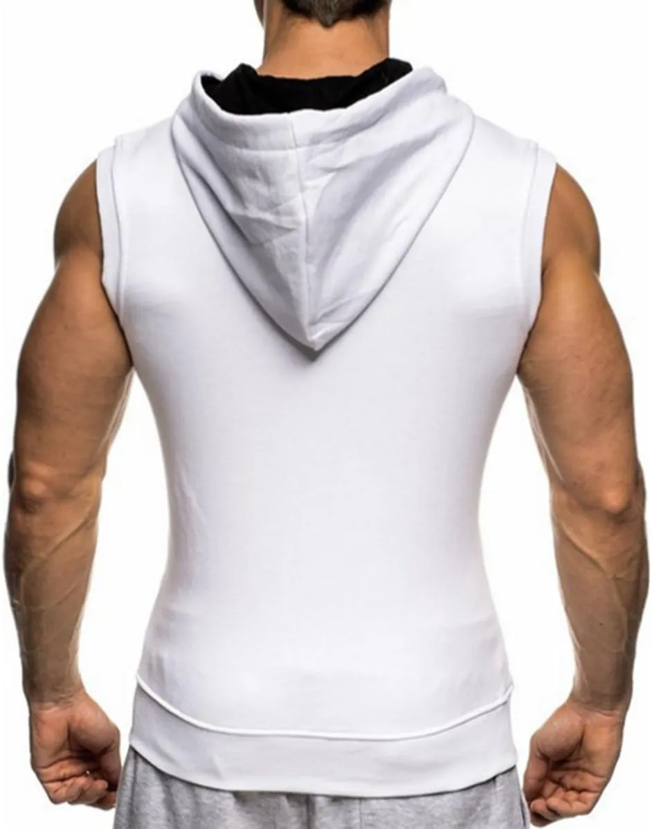 LemonGirl Men's Bodybuilding Sleeveless Hoodie Gym Tank Top