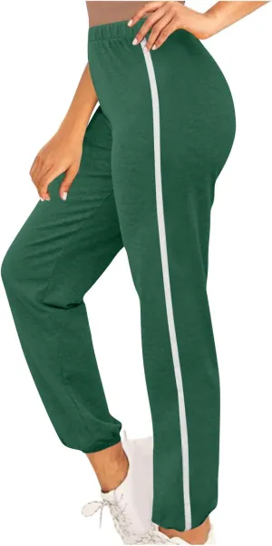 Lightweight Thin Sweatpants for Women High Elastic Waist Straight Trousers Trendy Casual Long Pants with Pockets