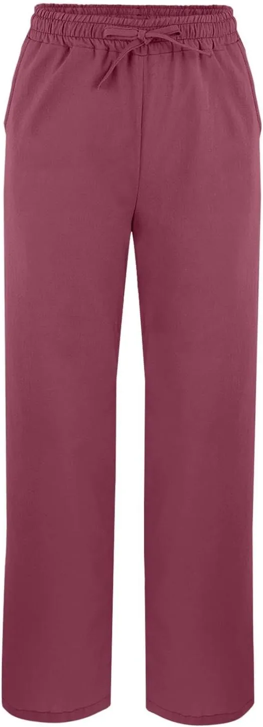 Linen Pants for Women 2025 Summer High Waist Elastic Straight Leg Lounge Pant Casual Loose Lightweight Beach Trousers