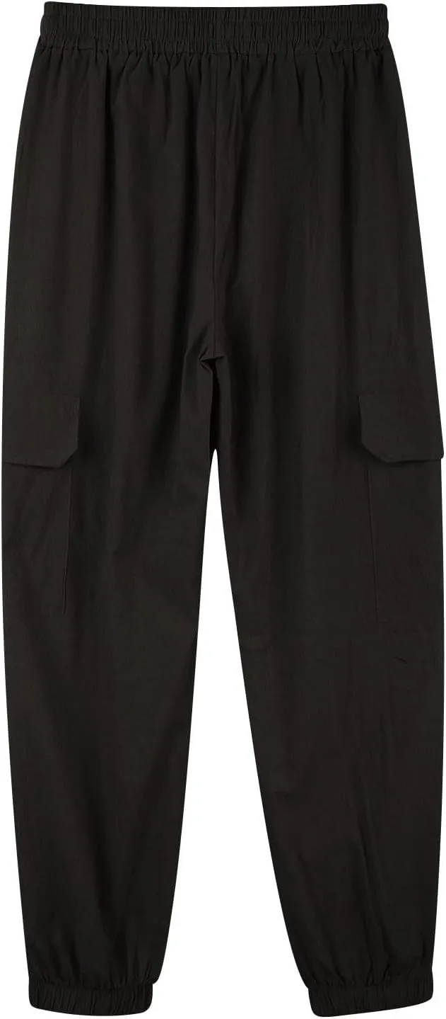 Linen Pants Mens Solid Beach Casual Tapered Pants Summer Vacation Drawstring Trousers Outdoor Plain Holiday Slacks