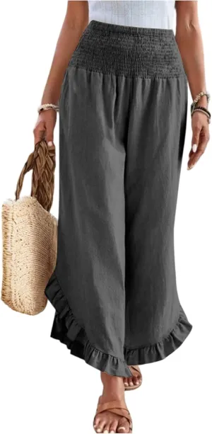 Linen Pants Women Summer Boho Wide Leg High Waist Lounge Palazzo Pant 2025 Casual Beach Vacation Outfits