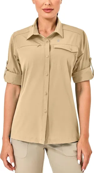 Little Donkey Andy Women's Long Sleeve Travel Shirt, UPF 50  Safari Shirt, Outdoor Cool Quick Dry Hiking Shirts