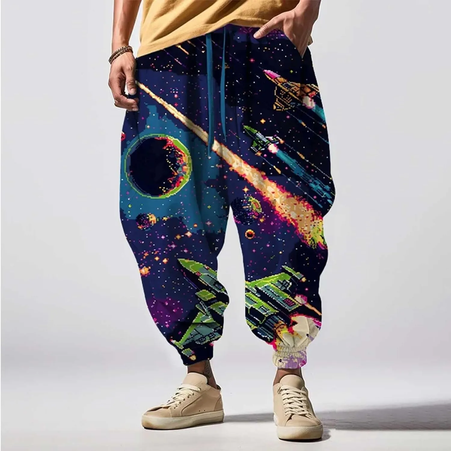 Low Crotch Sweats Print Fashion Street Feel Casual Sweatpants Men Harem Pants Japanese Pants Men Pants