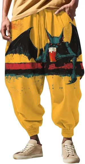 Low Crotch Sweats Print Fashion Street Feel Casual Sweatpants Men Harem Pants Japanese Pants Men Pants