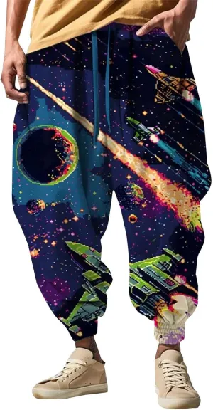 Low Crotch Sweats Print Fashion Street Feel Casual Sweatpants Men Harem Pants Japanese Pants Men Pants