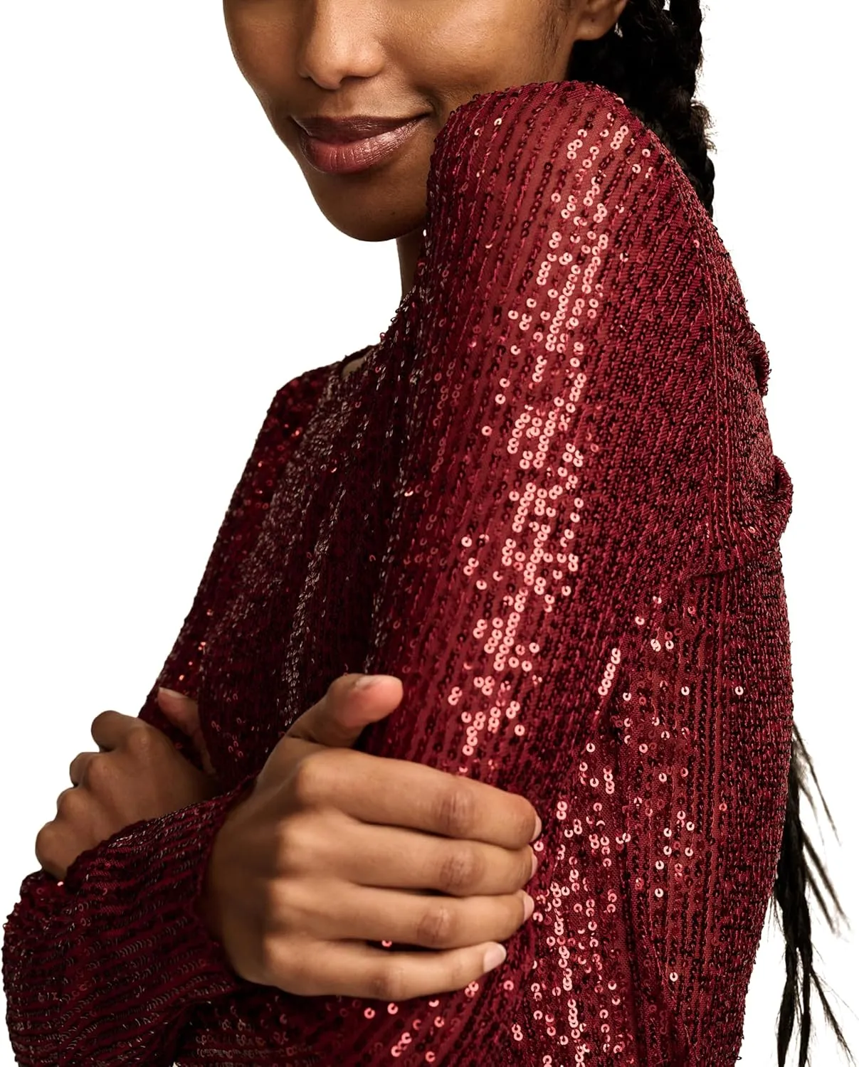Lucky Brand Women's Sequin Long Sleeve Layering Top