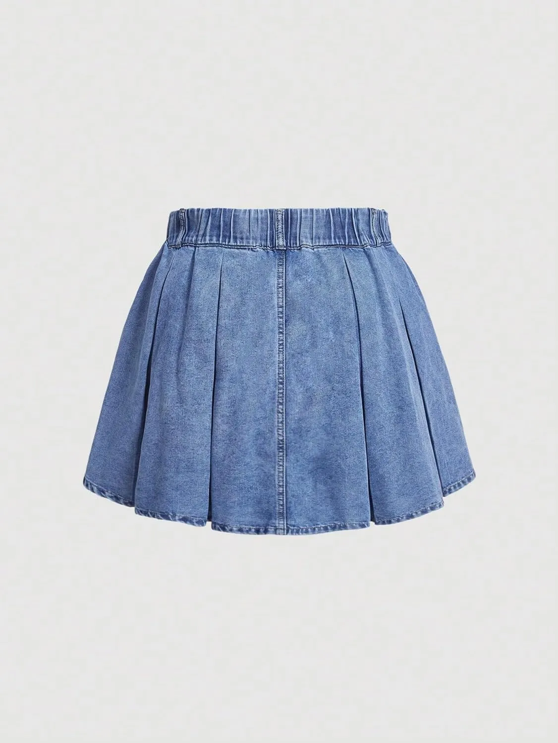 MakeMeChic Women's Plus Size Jean Skirt Pleated Y2k High Waisted Denim Pleated Mini Skirts
