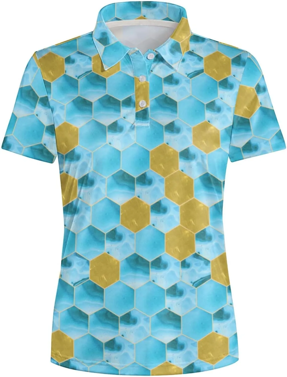 Marble Blue Womens Golf Polo Shirt
