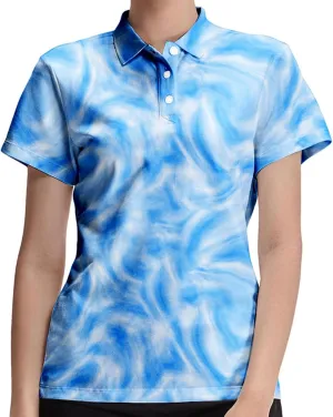 Marble Blue Womens Golf Polo Shirt