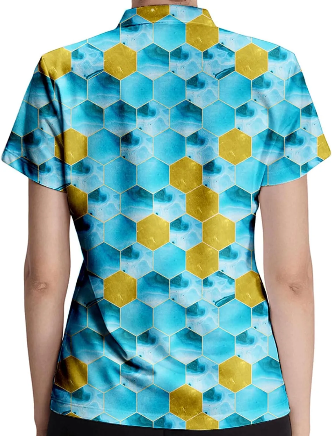 Marble Blue Womens Golf Polo Shirt
