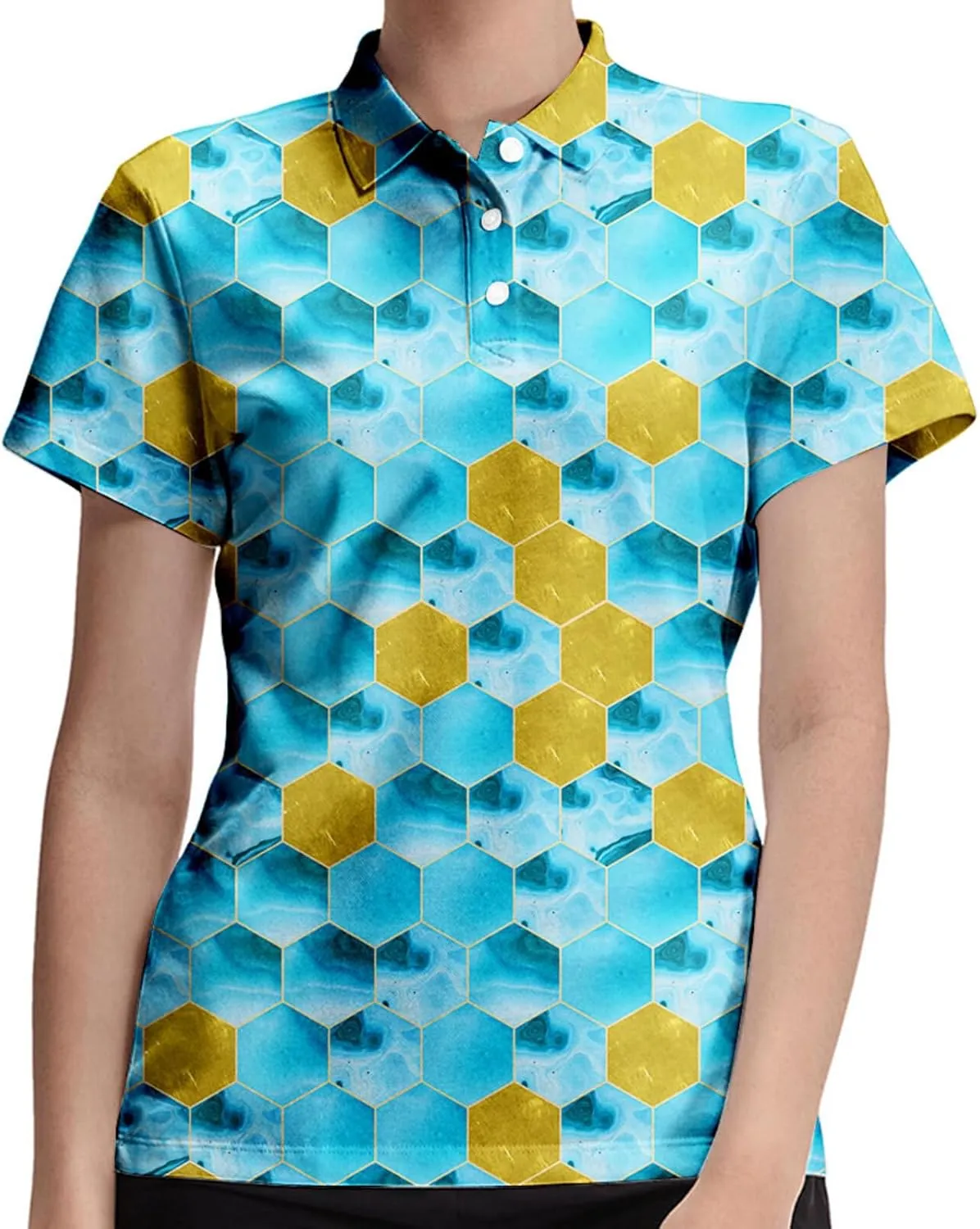 Marble Blue Womens Golf Polo Shirt