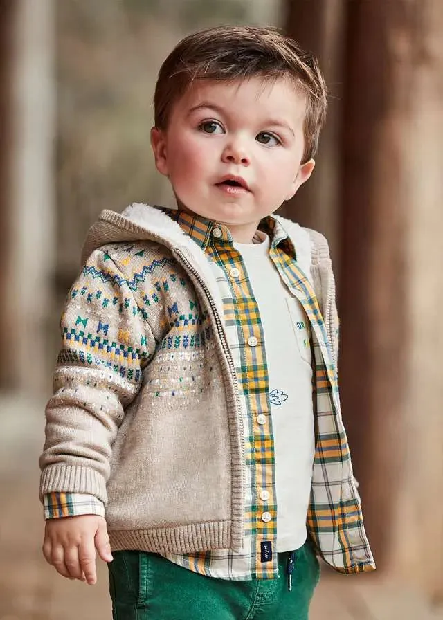Mayoral Baby Boys Sherpa Lined Hooded Sweater  2326-10  Piedra Vig *