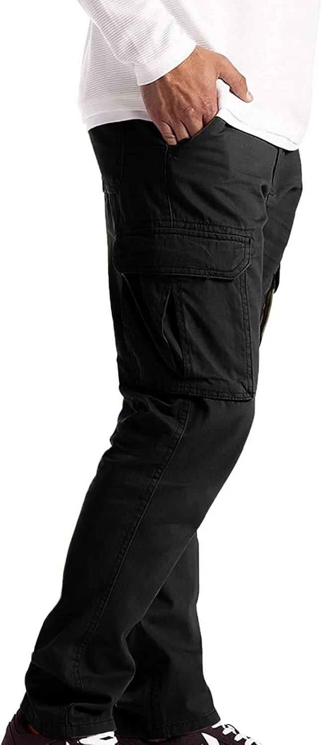 Mens Big and Tall Flat Front Work Office Pants Trousers Fast Dry Stretch Cargo Pants with Pockers Golf Sweatpants