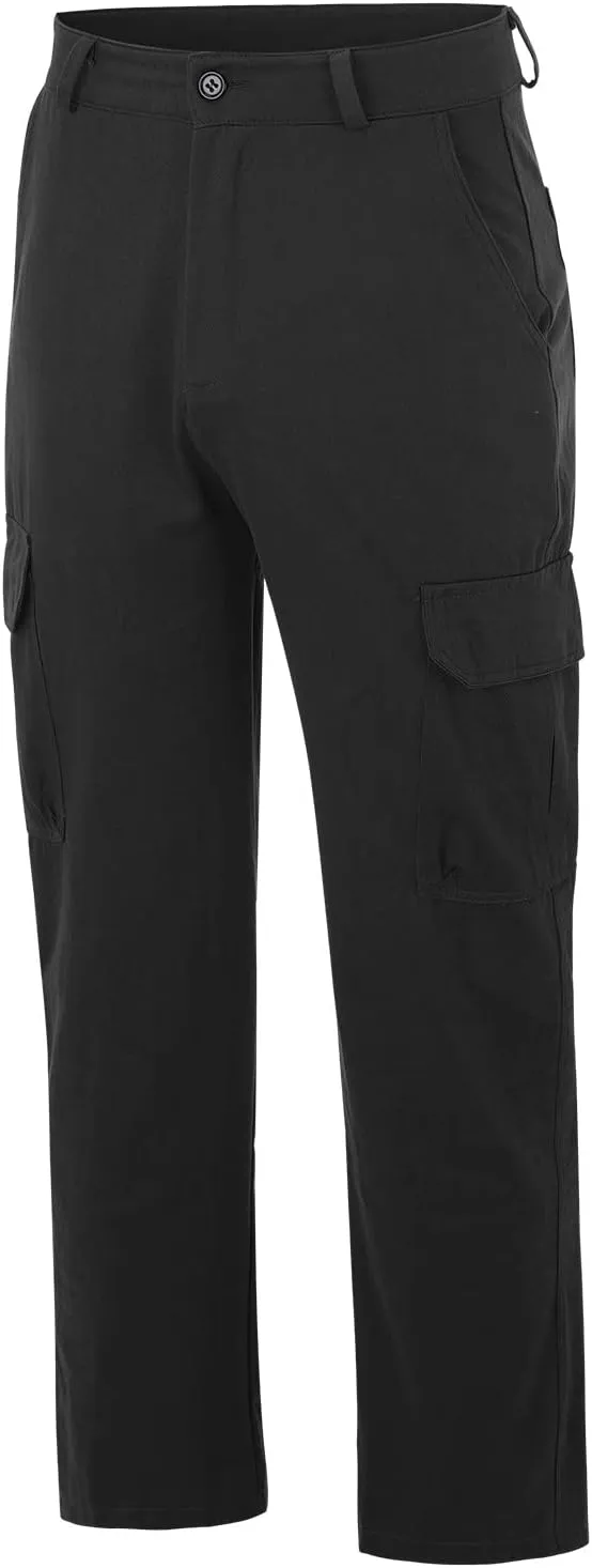 Mens Big and Tall Flat Front Work Office Pants Trousers Fast Dry Stretch Cargo Pants with Pockers Golf Sweatpants