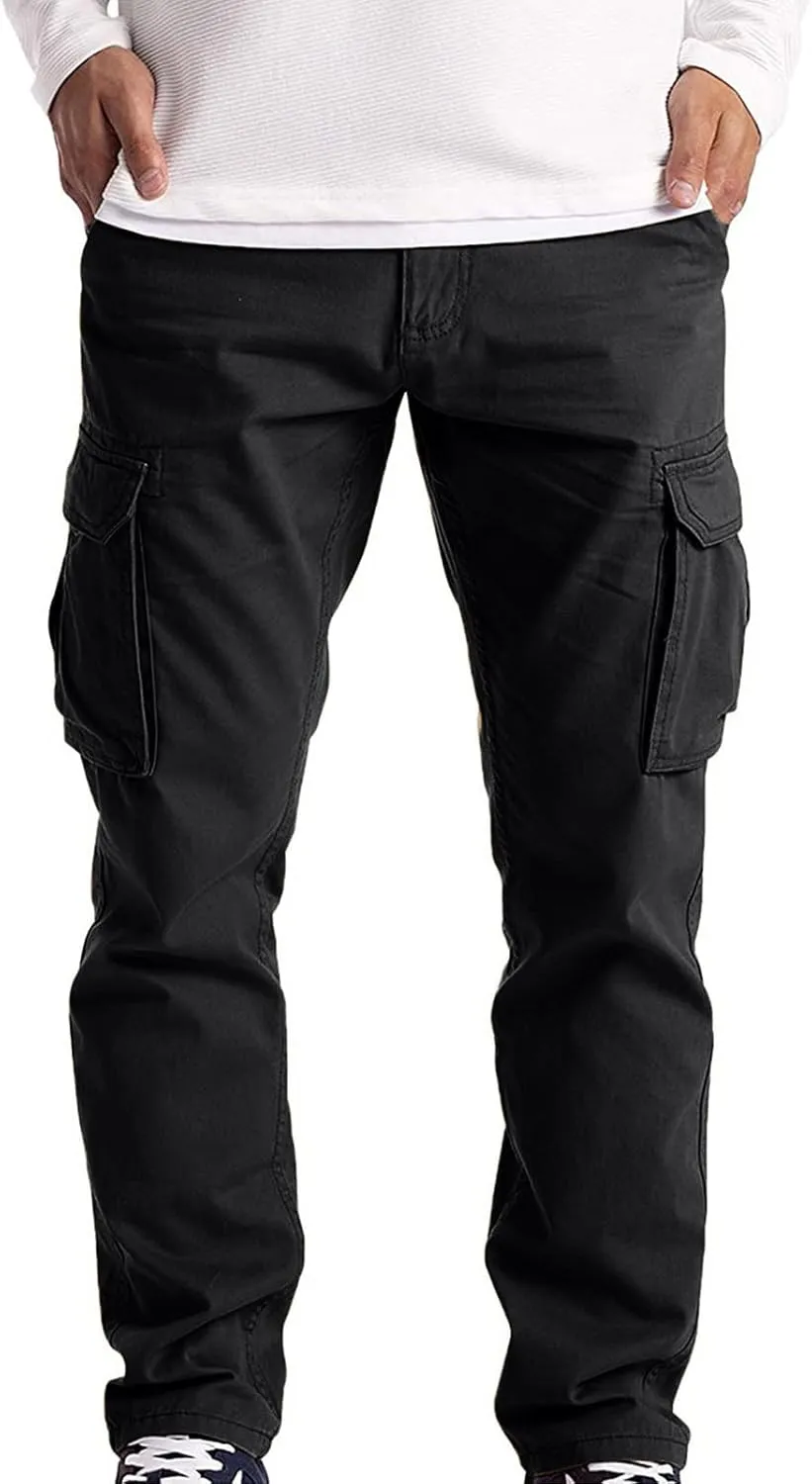 Mens Big and Tall Flat Front Work Office Pants Trousers Fast Dry Stretch Cargo Pants with Pockers Golf Sweatpants