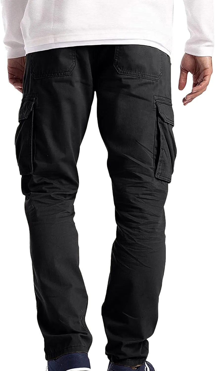 Mens Big and Tall Flat Front Work Office Pants Trousers Fast Dry Stretch Cargo Pants with Pockers Golf Sweatpants
