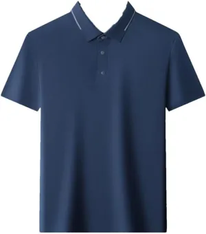 Mens Business Polos Shirt Solid Color Quick Dry All Match Ice Silk Seamless Short Sleeve T Shirt Top
