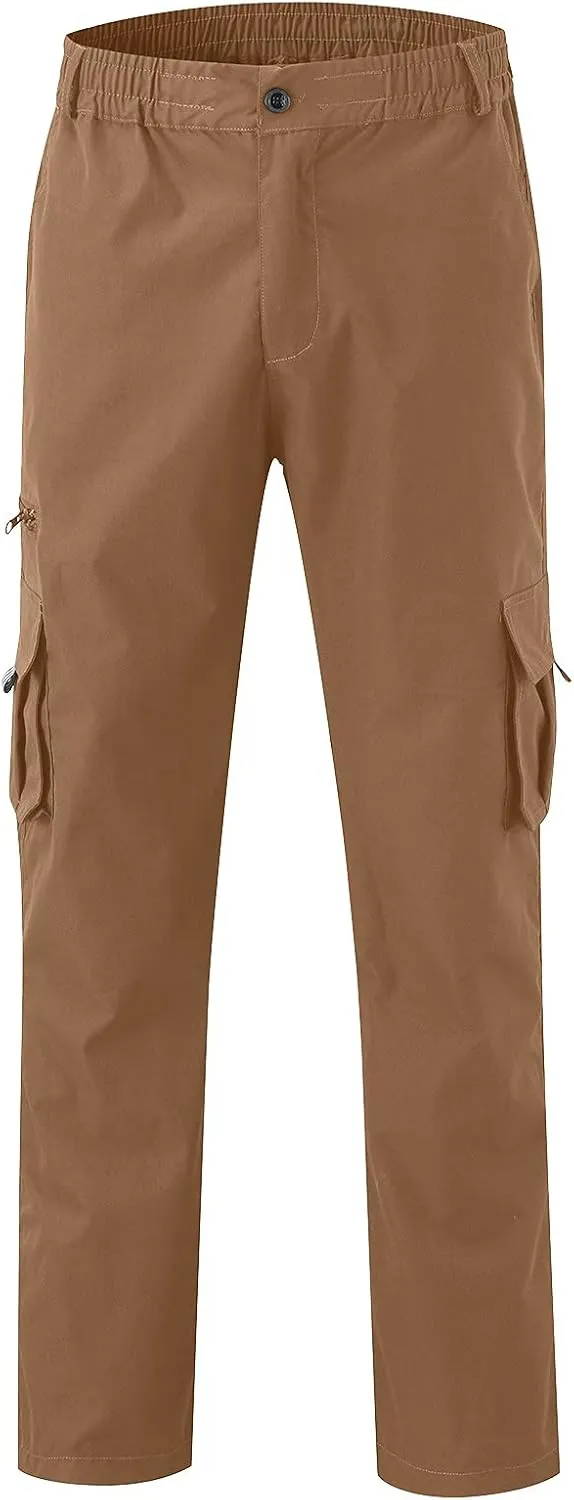 Mens Cargo Pants, Fleece Casual Cotton Jogger Multi Pockets Outdoor Sports Hiking Work Sweatpants, Capris Pants for Men