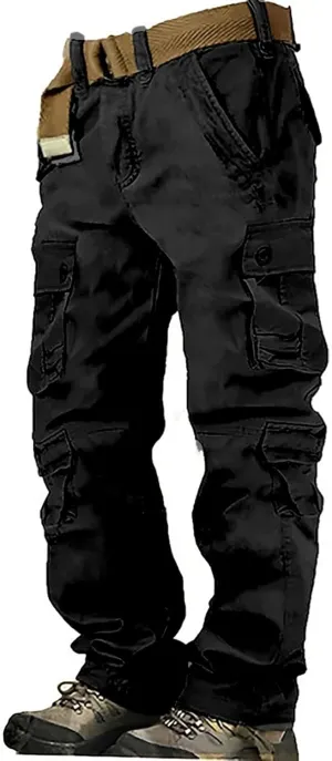 Men's Cargo Pants High Street Leisure Loose Sports Running Solid Color Lace Up Cargo Mens Outdoor Hiking Cargo Pants