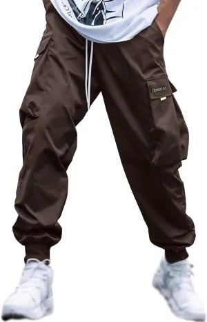 Men's Cargo Pants Solid Color Joggers Lounge Running Workout Gym Track Pants Summer Outdoor Hiking Trousers