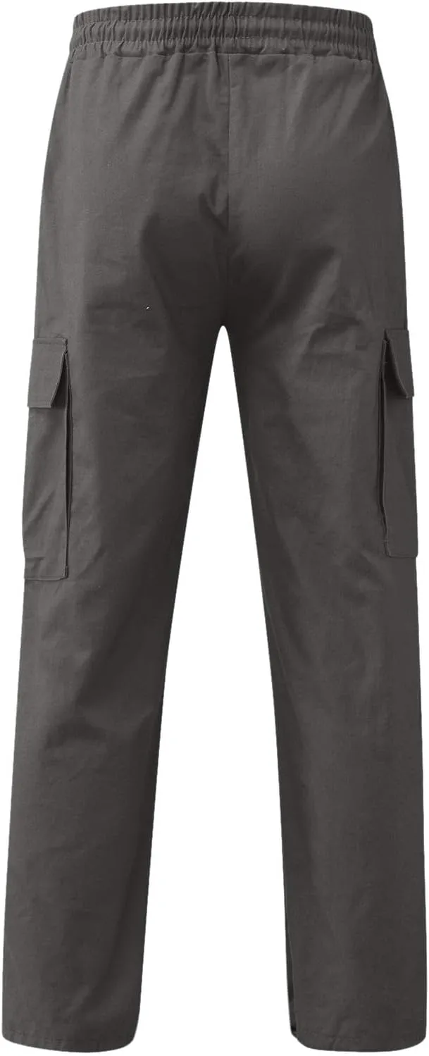 Mens Cargo Pants Twill Chino Pants Trousers Loose Fit Hiking Joggers Tapered Pants Athletic Sweatpants