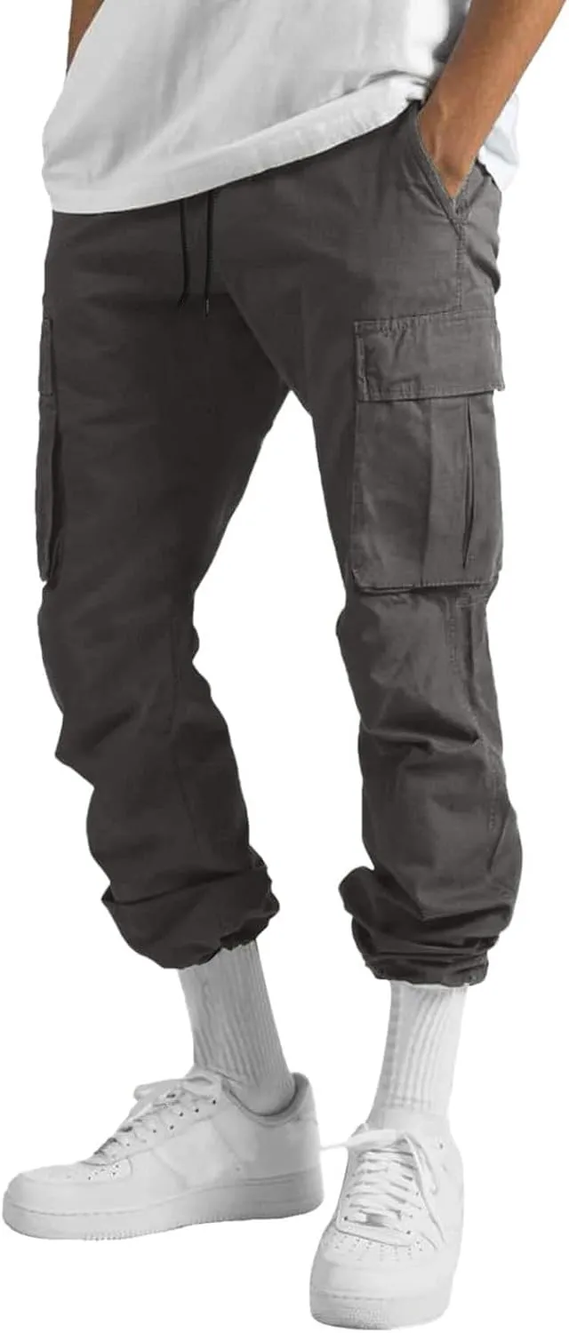 Mens Cargo Pants Twill Chino Pants Trousers Loose Fit Hiking Joggers Tapered Pants Athletic Sweatpants