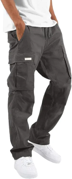 Mens Cargo Pants Twill Chino Pants Trousers Loose Fit Hiking Joggers Tapered Pants Athletic Sweatpants