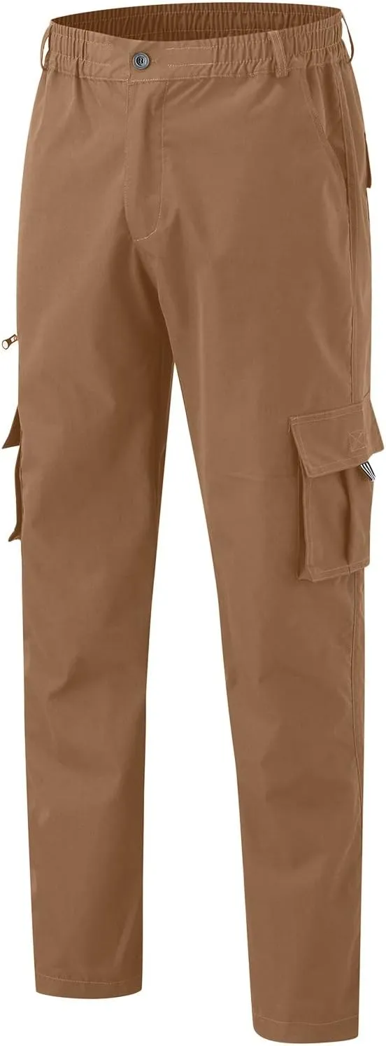 Men's Cargo Sweatpants Heavyweight Baggy Elastic Waist Athletic Jogger Pants Straight Leg Drawstring Trousers