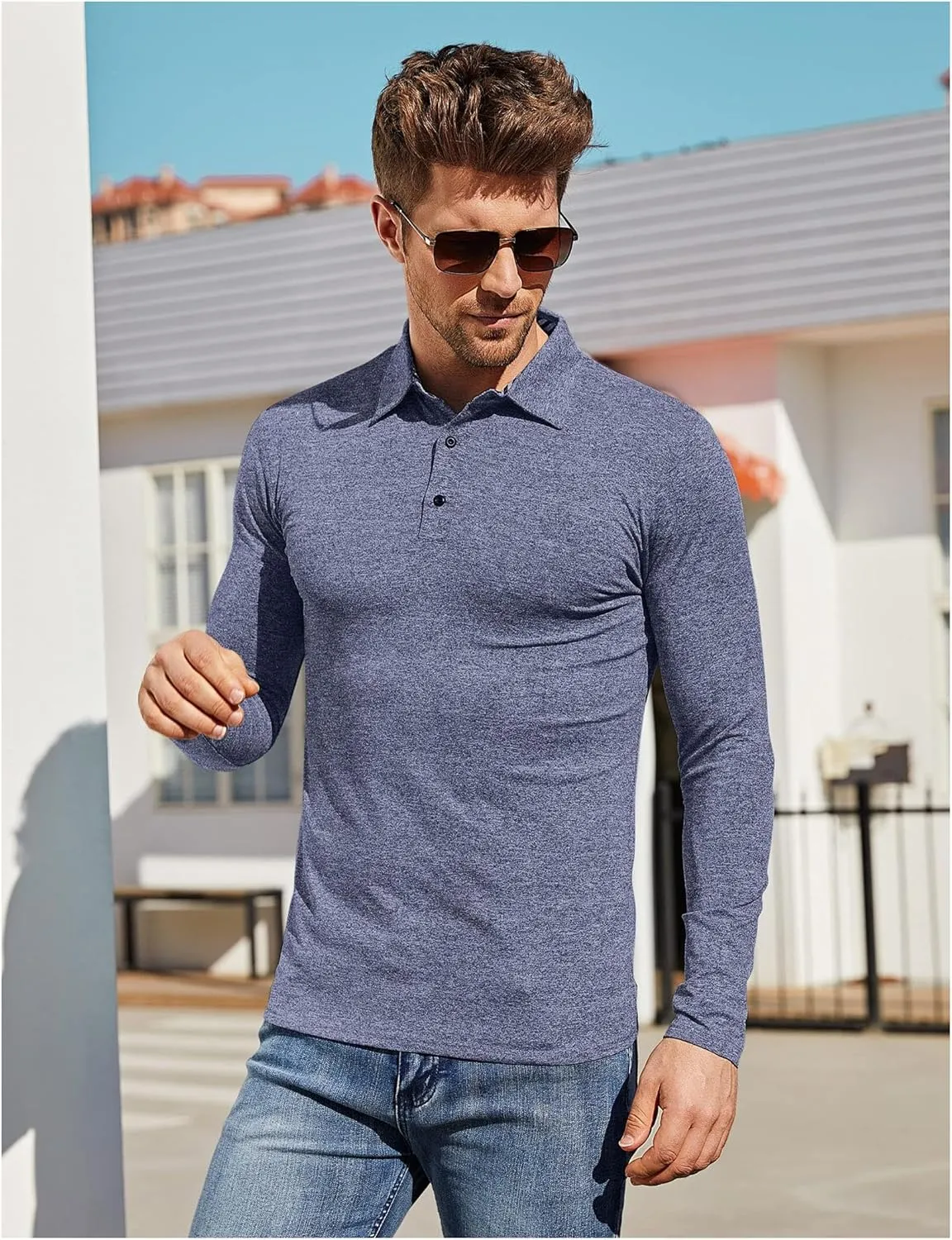 Men's Casual Collared Golf Shirt with Quick Dry Technology