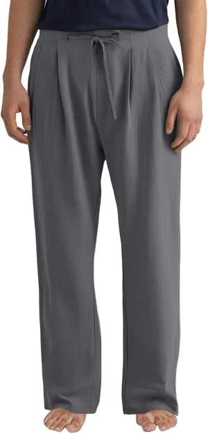 Mens Casual Linen Pants Plus Size Lightweight Beach Vacation Pants Solid Straight Slacks Drawstring Elastic Trousers