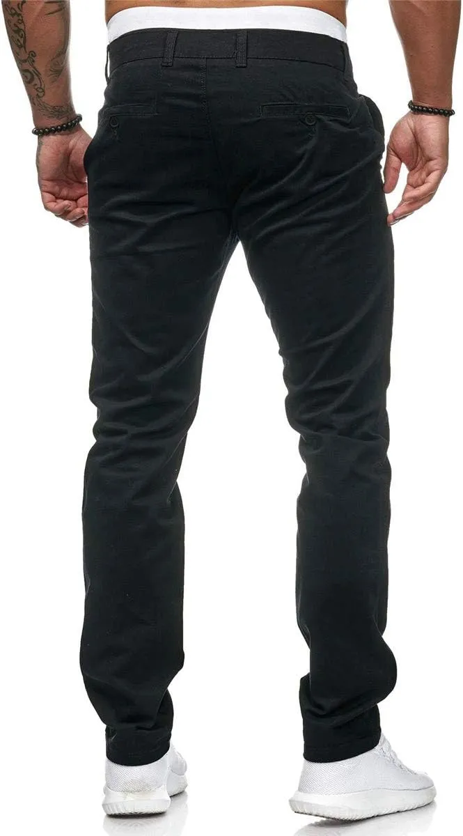 Mens Chinos Dress Pants Slim Fit Casual Drawstring Sweatpants Lightweight Skinny Outdoor Cotton Fashion Trousers