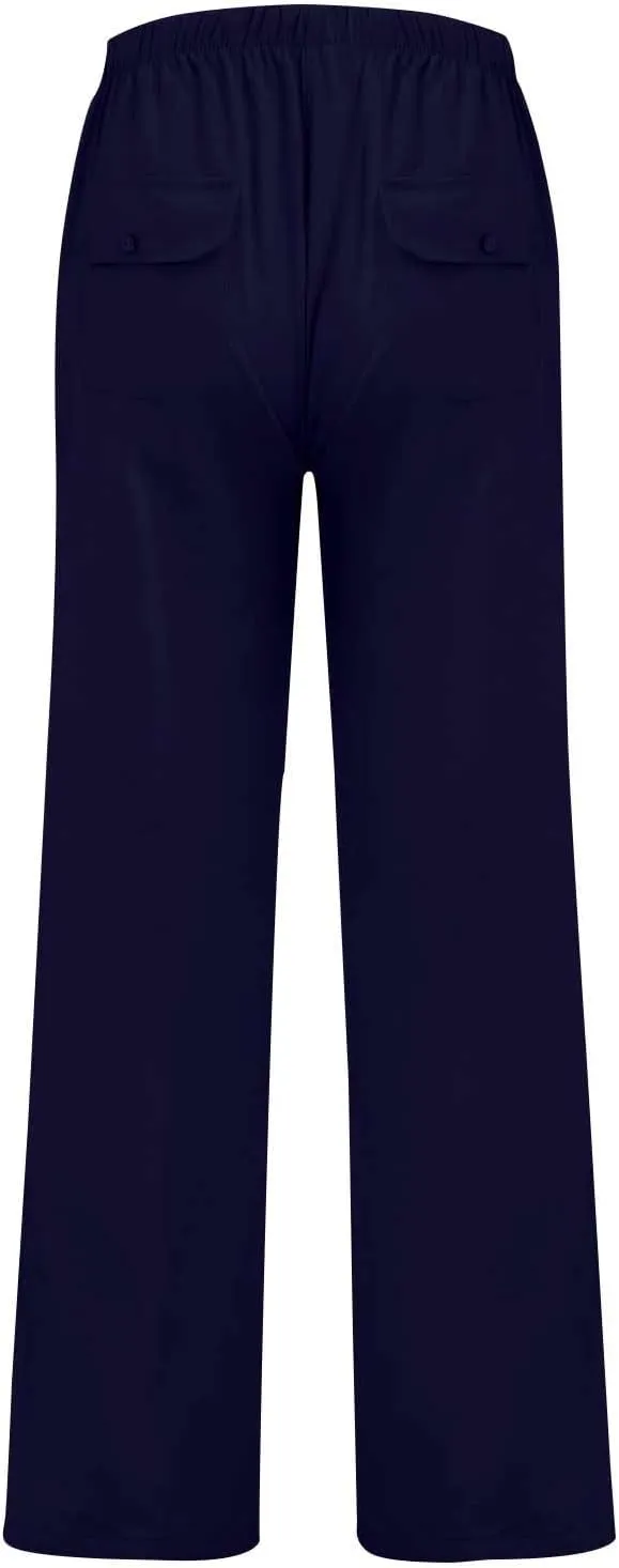 Men's Cotton Linen Pants Elastic Waist Drawstring Sweatpants with Pockets Casual Joggers Summer Beach Trousers