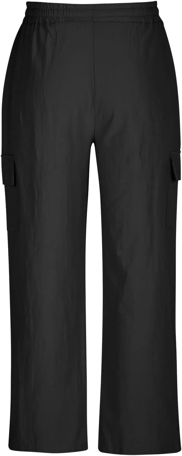 Mens Cotton Linen Pants Elastic Waist Loose Fit Lounge Beach Cargo Pants Casual Lightweight Trouser with Pockets