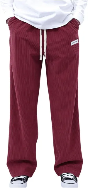 Men's Elastic Waist Casual Pants, Corduroy Baggy Quick Dry Lightweight Athletic Outdoor Hiking Sweatpants with Pockets