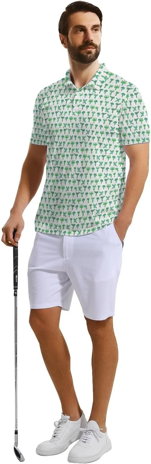 Mens Funny Polo Shirts, Short Sleeve Golf Shirts, Moisture Wicking Quick-Dry Business Casual Shirt for Men