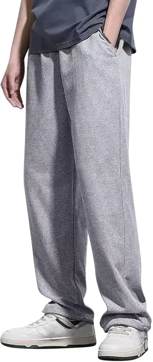 Men's Joggers New Men's Corduroy Loose Solid Casual Elastic Waistband Straight Cropped Trousers Casual Cargo Pants