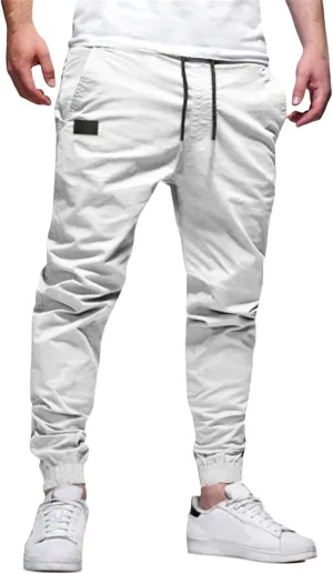 Men's Joggers Pants Slim Fit Drawstring Chino Cargo Pants Elastic Waist Drawstring Hiking Outdoor Twill Track Pants