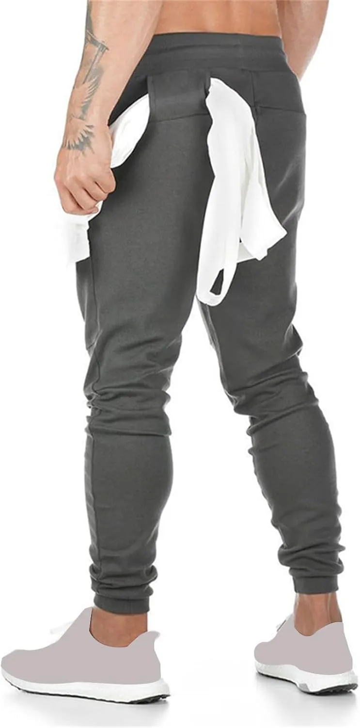 Mens Lightweight Athletic Pants Joggers Slim Fit Stretch Pant Workout Gym Sweatpants Casual Drawstring Trousers 2025