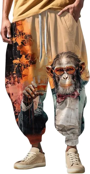 Mens Linen Harem Drawstring Pants Feel Casual Sweatpants Cotton Joggers Men Hakama Pants Men Cloud Strife