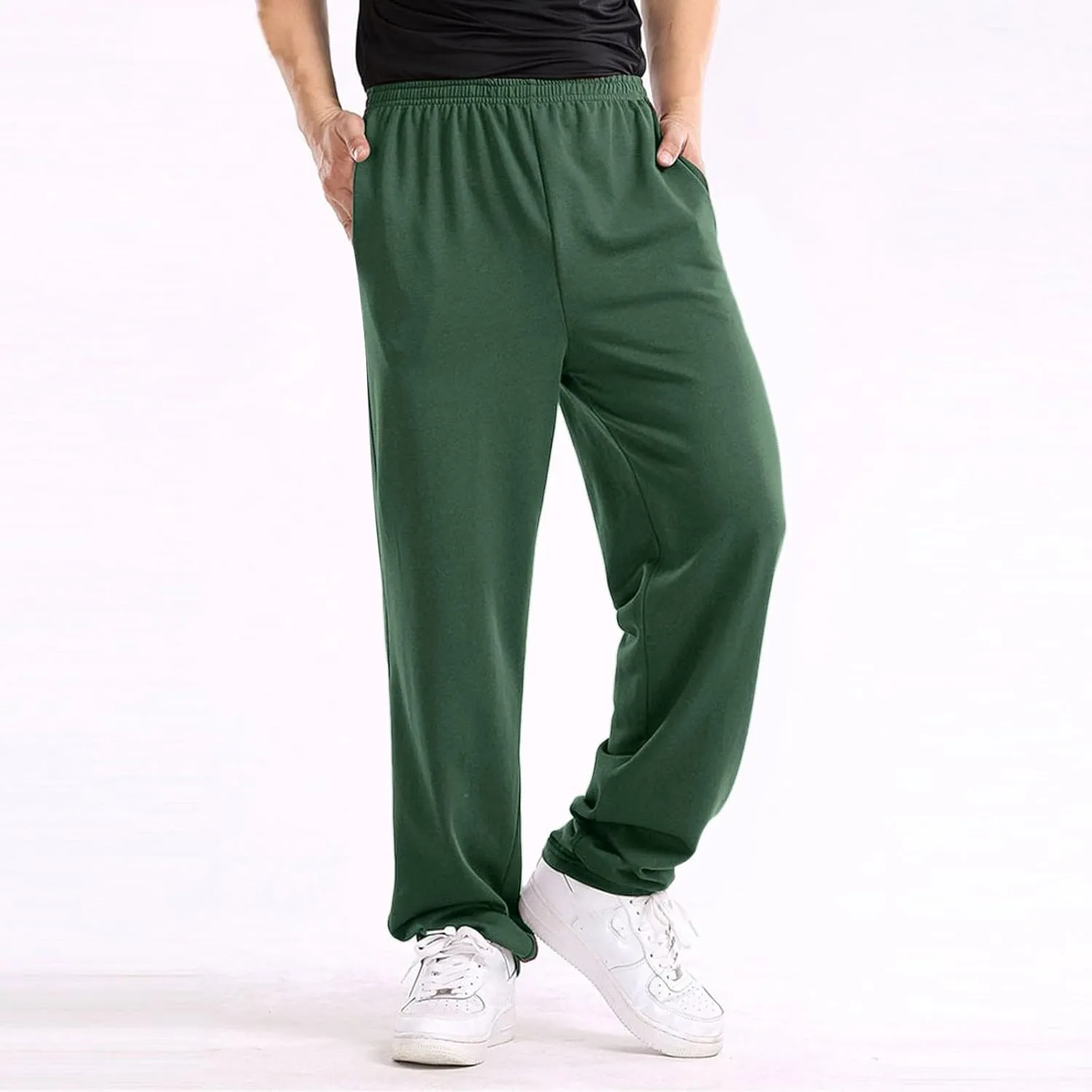 Men's Linen Harem Pants, Casual Loose Drawstring Elastic Waist Sweatpant, Outdoor Baggy Hiking Jogger Trousers Pockets