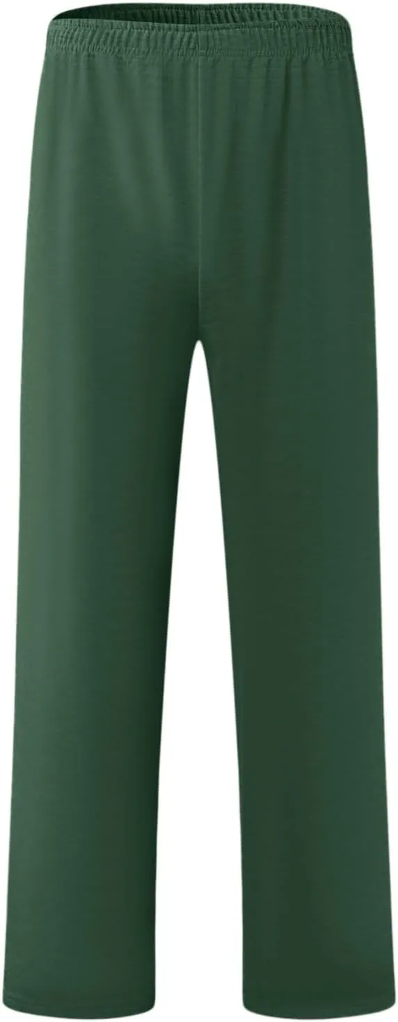 Men's Linen Harem Pants, Casual Loose Drawstring Elastic Waist Sweatpant, Outdoor Baggy Hiking Jogger Trousers Pockets