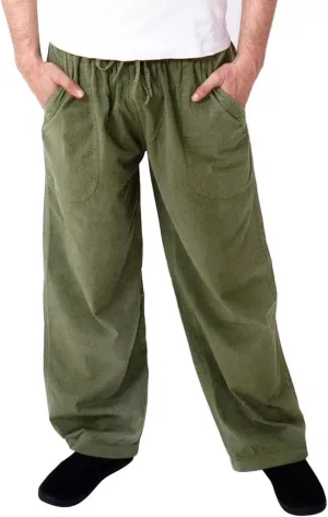 Mens Linen Straight Pants Drawstring Straight Elastic Waist Lightweight Casual Loose Pants Stretch Jogger Trousers
