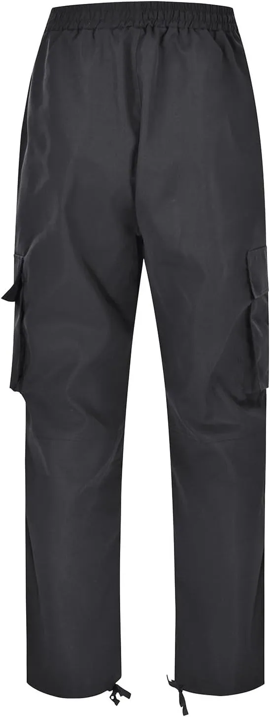 Mens Loose Cargo Pants Sports Hat Multi Woven Pocket Foot Rope Solid Pants Street Cargo Baggy Camo Tactical Trousers
