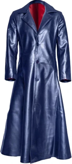 Mens Vintage Faux Leather Trench Coat Steampunk Gothic Full Length Overcoat Windproof Big and Tall Motorcycle Jacket